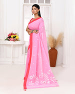 Thumbnail for Piyari Fashion Women's Pink Cotton Handloom Jamdani Saree With Blouse