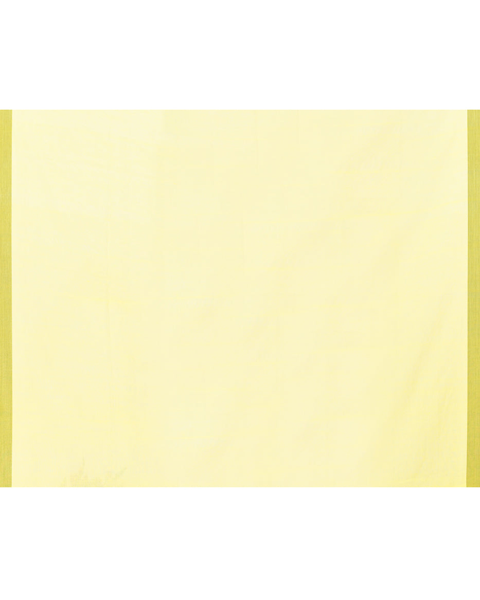 Piyari Fashion Women's Light Lemon Yellow Cotton Handloom Jamdani Saree With Blouse