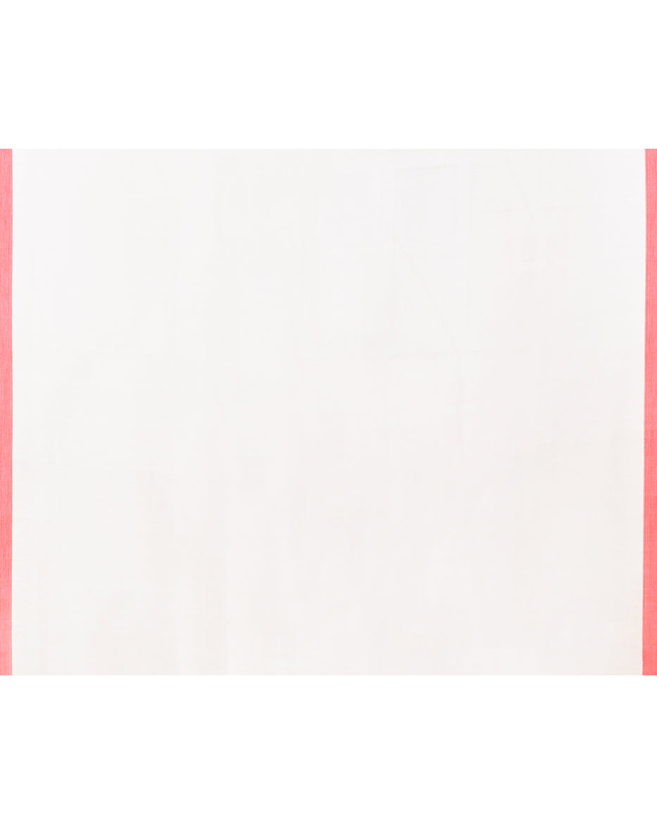 Piyari Fashion Women's White Cotton Handloom Jamdani Saree With Blouse