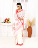 Thumbnail for Piyari Fashion Women's White Cotton Handloom Jamdani Saree With Blouse