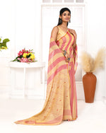 Thumbnail for Piyari Fashion Women's Red Tangerine Cotton Handloom Jamdani Saree With Blouse