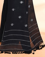 Thumbnail for Piyari Fashion Women`s Black Hand Work Cotton Jamdani Saree With Blouse