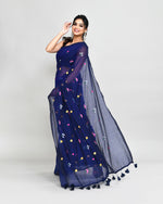 Thumbnail for Piyari Fashion Women's Blue Exclusive Embroidery Saree With Tassels