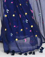 Thumbnail for Piyari Fashion Women's Blue Exclusive Embroidery Saree With Tassels