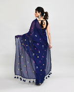 Thumbnail for Piyari Fashion Women's Blue Exclusive Embroidery Saree With Tassels