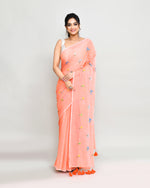 Thumbnail for Piyari Fashion Women's Salmon Exclusive Embroidery Saree With Tassels