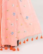 Thumbnail for Piyari Fashion Women's Salmon Exclusive Embroidery Saree With Tassels