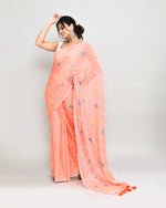 Thumbnail for Piyari Fashion Women's Salmon Exclusive Embroidery Saree With Tassels