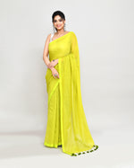 Thumbnail for Piyari Fashion Woven's Lime Mulmul Cotton Saree With Tassels
