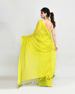 Thumbnail for Piyari Fashion Woven's Lime Mulmul Cotton Saree With Tassels