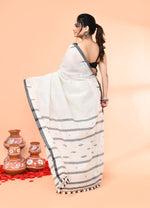 Thumbnail for Piyari Fashion Women`s Off White Mul Cotton Handloom Jamdani Saree With Blouse