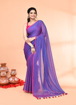 Thumbnail for Piyari Fashion Vivid Indigo Mulmul Cotton Saree With Tassels
