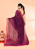 Thumbnail for Piyari Fashion Women`s Cotton Handloom Magenta Sequin Saree With Blouse