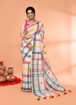Thumbnail for Piyari Fashion Women`s Off White Mul Cotton Handloom Jamdani Saree With Blouse