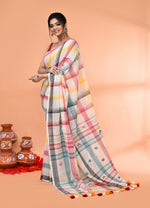 Thumbnail for Piyari Fashion Women`s Off White Mul Cotton Handloom Jamdani Saree With Blouse
