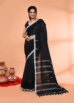 Thumbnail for Piyari Fashion Women`s Black Mul Cotton Handloom Jamdani Saree With Blouse
