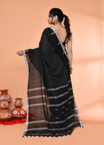 Thumbnail for Piyari Fashion Women`s Black Mul Cotton Handloom Jamdani Saree With Blouse