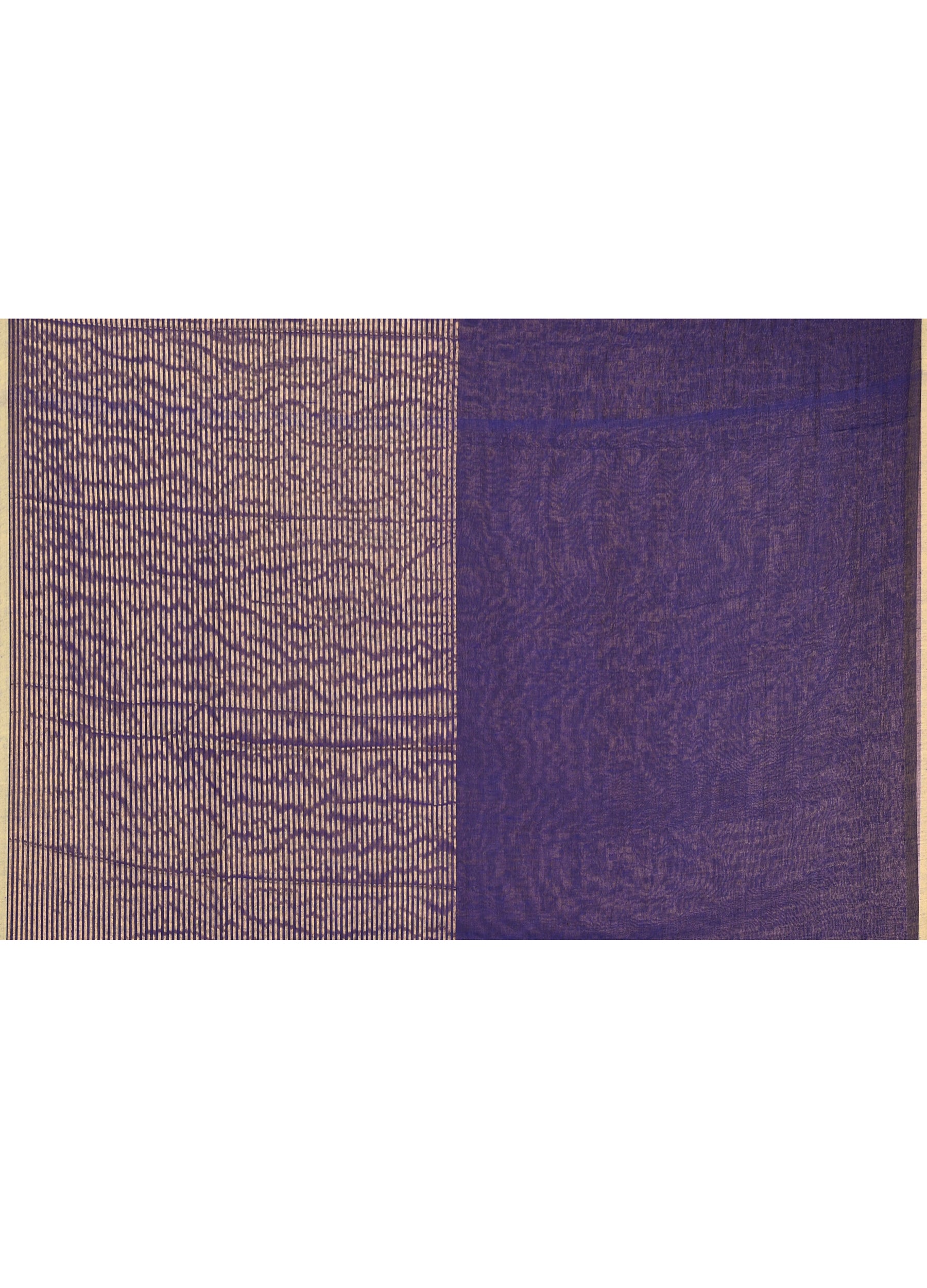 Piyari Fashion Women`s Blue Cotton Handloom Saree With Gold Zari Stripes