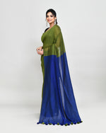 Thumbnail for Piyari Fashion Handspun Cotton Moss Green Handloom Saree With Blouse