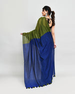 Thumbnail for Piyari Fashion Handspun Cotton Moss Green Handloom Saree With Blouse