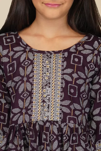 Thumbnail for Malishka Kids Girl Purple Cotton Kurta Dhoti Pant Set With Dupatta