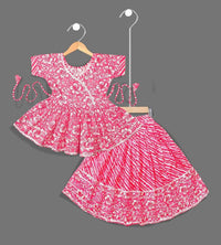 Thumbnail for Malishka Kids Girl Pink Cotton Kurta With Lehenga
