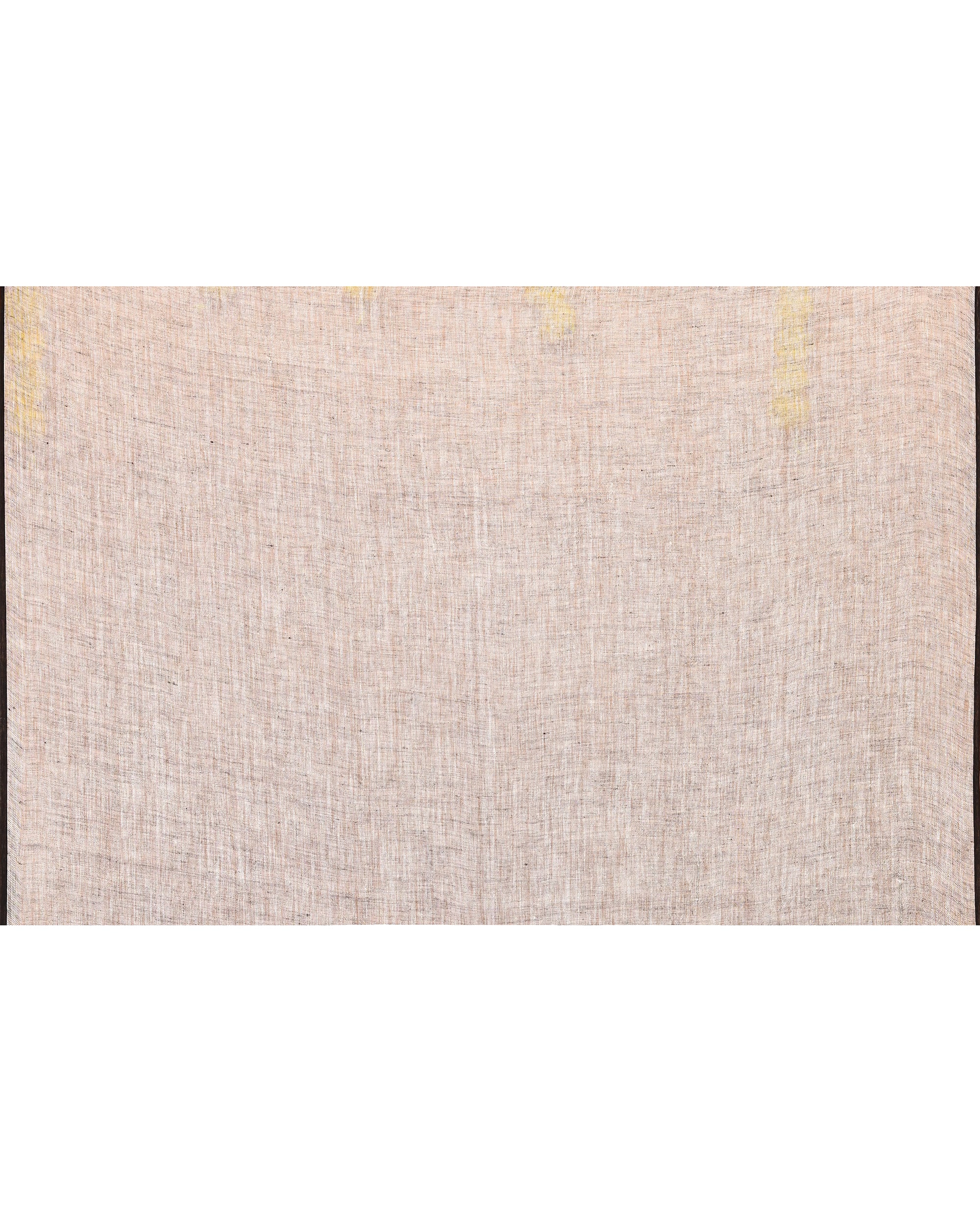 Piyari Fashion Women's Off White Linen Ball Jamdani Saree With Tassels