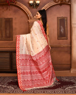 Thumbnail for Piyari Fashion Off White Tussar Silk Saree With Blouse Piece
