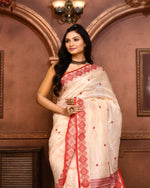 Thumbnail for Piyari Fashion Off White Tussar Silk Saree With Blouse Piece