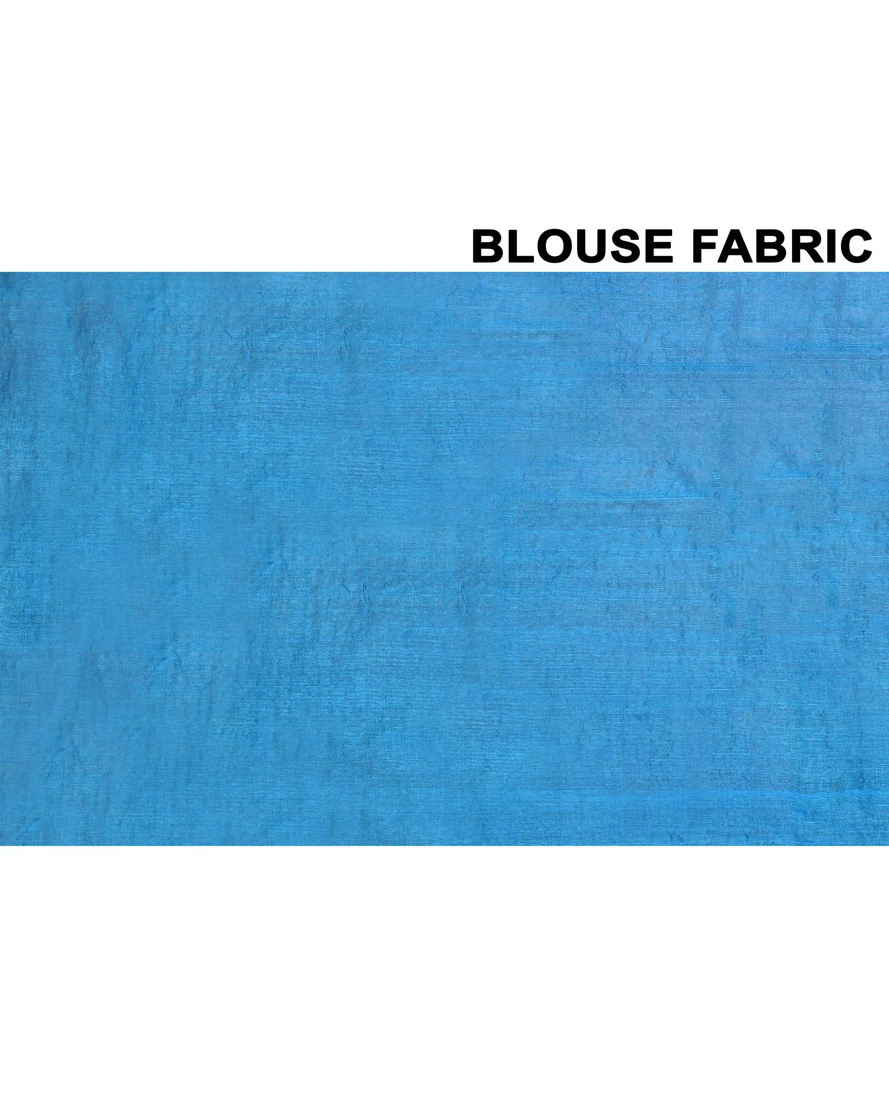 Piyari Fashion Turquoise Blue Tussar Silk Jamdani Saree With Blouse Piece