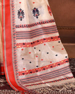 Thumbnail for Piyari Fashion Off White Tussar Silk Jamdani Saree With Blouse Piece