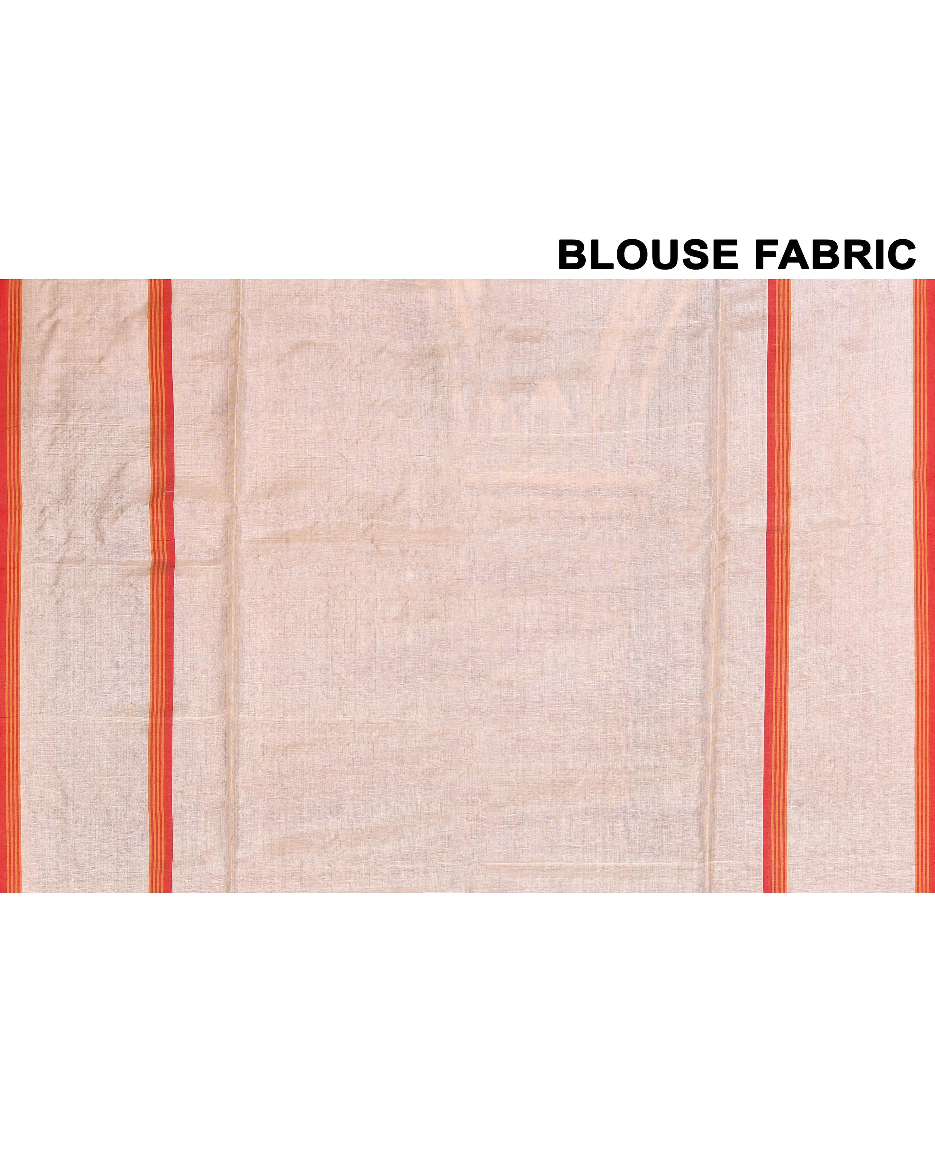 Piyari Fashion Off White Tussar Silk Jamdani Saree With Blouse Piece