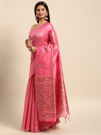 Thumbnail for NOZ2TOZ Women Baby-Pink Handloom Raw Silk Woven Butti With Woven Pallu Beautiful Designer Saree