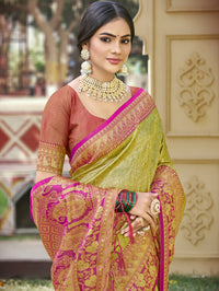 Thumbnail for NOZ2TOZ Women Mehndi Banarasi Silk Weaving Work Beautiful Designer Saree