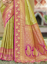 Thumbnail for NOZ2TOZ Women Mehndi Banarasi Silk Weaving Work Beautiful Designer Saree