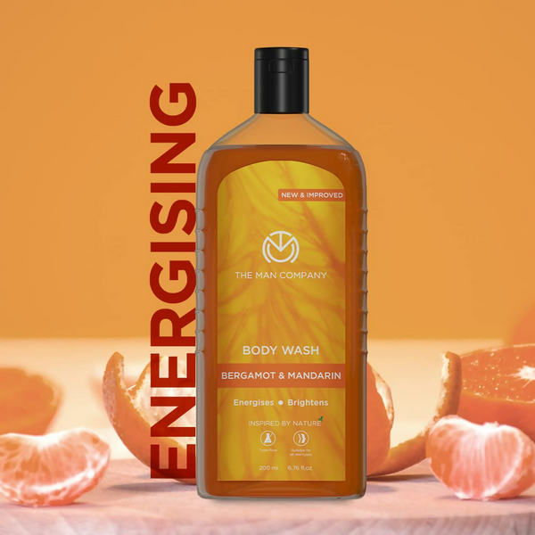 The Man Company Perfumed Body Wash- Bergamot & Mandarin Glowing & Bright Skin With Turmeric & Orange Peel Extract - Distacart