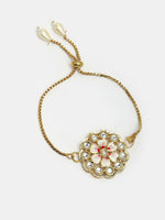 Thumbnail for NVR Women & Men Set of 2 Gold Kundan-Studded Bhaiya Bhabhi Rakhi Set With Roli Chawal - Distacart
