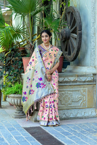 Thumbnail for Aastha Fashion Peach Woven Kanjivaram Silk Saree with Blouse - Distacart
