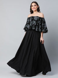 Thumbnail for Ahalyaa Women Crepe Printed Black Dress - Distacart