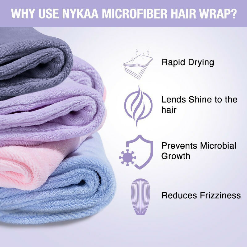 Nykaa Naturals Microfiber Hair Wrap for Frizz Free & Shiny Hair - Lavender - Distacart