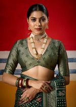 Thumbnail for Joban Fashion Bottle Green Dull Moss Brasso Saree