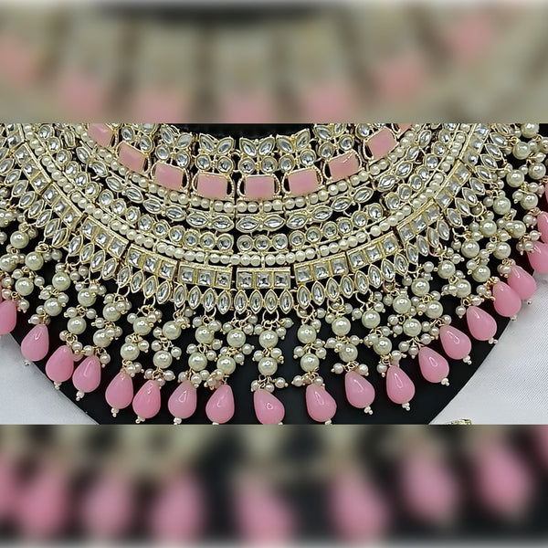 Jewel City Royal Pearl and Crystal Choker Set - Gold-Plated Wedding Jewelry with Earrings and Ring