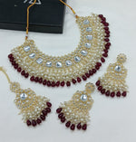 Thumbnail for Jewel City Luxurious Kundan Choker Set with Pearl and Maroon Bead Accents - Traditional Indian Bridal Jewelry