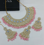 Thumbnail for Jewel City Luxurious Kundan Choker Set with Pearl and Pink Bead Accents - Traditional Indian Bridal Jewelry