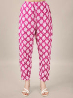 Thumbnail for Jyoti Fashion Women's Pink Rayon Print with Embroidery & Fancy Lace Work Kurta with Trouser & Dupatta - Distacart