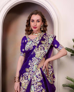 Thumbnail for Teeya Creation Purple Color Zimichhu Silk Heavy Work Saree - Distacart