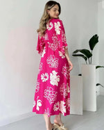 Thumbnail for Pimu Front Slit Midi Dresses V-neck Designs For Women Party Wear - Pink