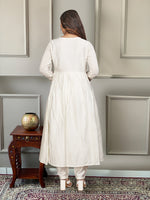 Thumbnail for The52 Women's Gorgeous Embroidery Chandrei Fabric Straight Kurta, Pant and Dupatta Set