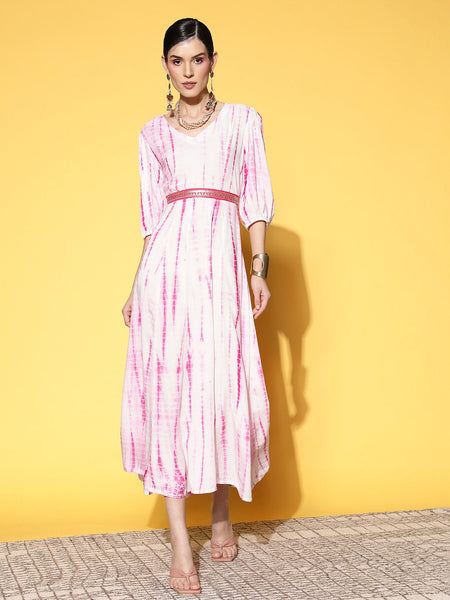 Yufta Pink Midi Dress - Distacart