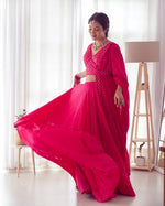 Thumbnail for Lorenvalley Pink Faux Georgette Plain Micro Cotton Full Inner with Canvas Patta Double Lining Lehenga Choli - Distacart